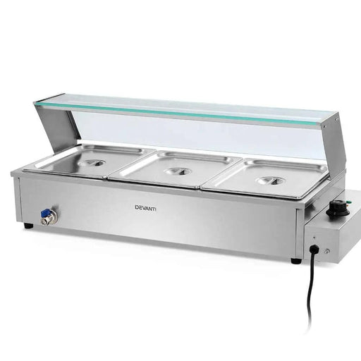 SportZone.co.nz Appliances > Kitchen Appliances > Food Warmers & Chafing Dishes Devanti Bain Marie 3 Pan Food Warmer – Commercial Use Devanti Bain Marie 3 Pan Food Warmer – Commercial Use