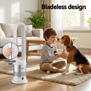 SportZone.co.nz Appliances > Heaters > Electric Heaters Devanti Bladeless Tower Fan Heater and Cooler 2in1 Portable Oscillation Fan for Bedroom Room Office Use White Devanti Bladeless Tower Fan Heater and Cooler 2in1 Portable Oscillation Fan for Bedroom Room Office Use White