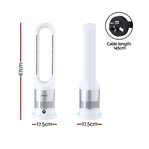 SportZone.co.nz Appliances > Heaters > Electric Heaters Devanti Bladeless Tower Fan Heater and Cooler 2in1 Portable Oscillation Fan for Bedroom Room Office Use White Devanti Bladeless Tower Fan Heater and Cooler 2in1 Portable Oscillation Fan for Bedroom Room Office Use White