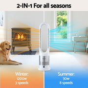 SportZone.co.nz Appliances > Heaters > Electric Heaters Devanti Bladeless Tower Fan Heater and Cooler 2in1 Portable Oscillation Fan for Bedroom Room Office Use White Devanti Bladeless Tower Fan Heater and Cooler 2in1 Portable Oscillation Fan for Bedroom Room Office Use White