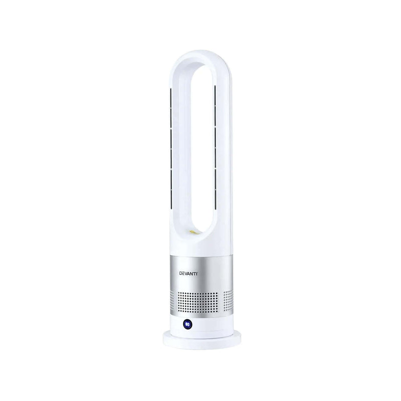 SportZone.co.nz Appliances > Heaters > Electric Heaters Devanti Bladeless Tower Fan Heater and Cooler 2in1 Portable Oscillation Fan for Bedroom Room Office Use White Devanti Bladeless Tower Fan Heater and Cooler 2in1 Portable Oscillation Fan for Bedroom Room Office Use White