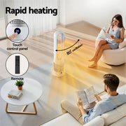 SportZone.co.nz Appliances > Heaters > Electric Heaters Devanti Bladeless Tower Fan Heater and Cooler 2in1 Portable Oscillation Fan for Bedroom Room Office Use White Devanti Bladeless Tower Fan Heater and Cooler 2in1 Portable Oscillation Fan for Bedroom Room Office Use White
