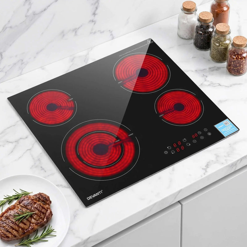 SportZone.co.nz Appliances > Kitchen Appliances > Cooktops & Stoves Devanti Ceramic Cooktop 5 Cooking Zone 4 Electric Hobs Touch Control 7600W Black Devanti Ceramic Cooktop 5 Cooking Zone 4 Electric Hobs Touch Control 7600W Black