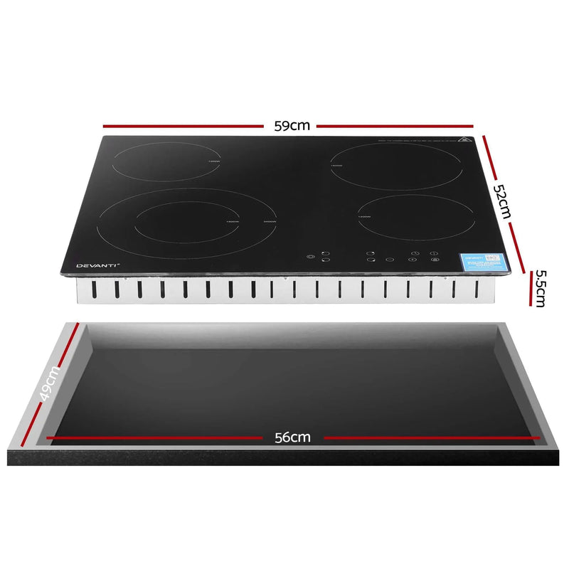 SportZone.co.nz Appliances > Kitchen Appliances > Cooktops & Stoves Devanti Ceramic Cooktop 5 Cooking Zone 4 Electric Hobs Touch Control 7600W Black Devanti Ceramic Cooktop 5 Cooking Zone 4 Electric Hobs Touch Control 7600W Black