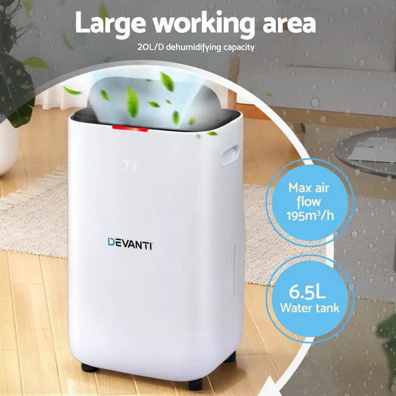 SportZone.co.nz Appliances > Aroma Diffusers & Humidifiers > Dehumidifiers Devanti Dehumidifier 20L Air Purifier White Devanti Dehumidifier 20L Air Purifier White