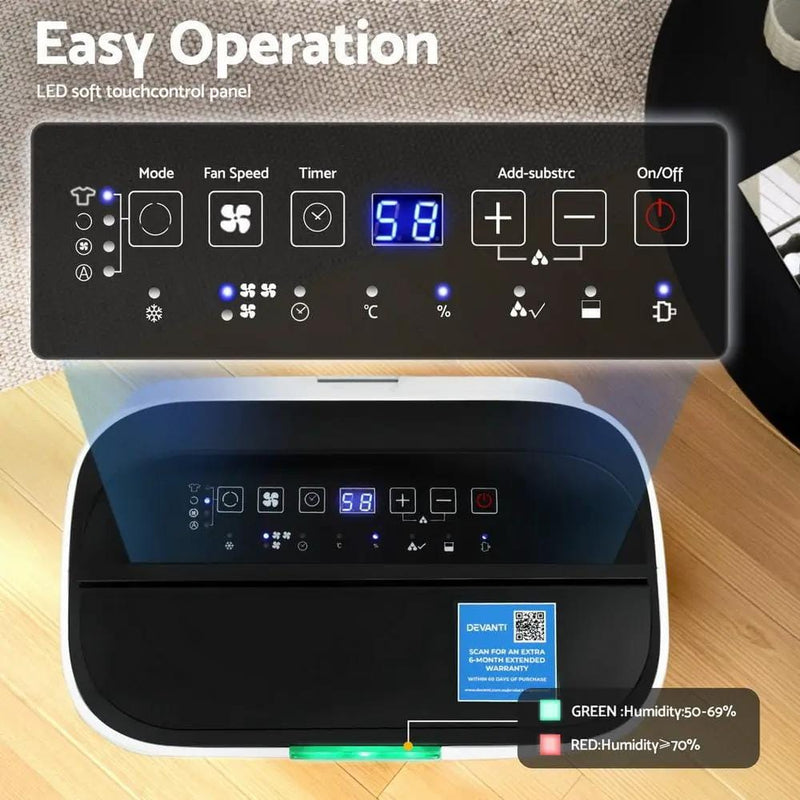SportZone.co.nz Appliances > Aroma Diffusers & Humidifiers > Dehumidifiers Devanti Dehumidifier 20L Air Purifier White Devanti Dehumidifier 20L Air Purifier White