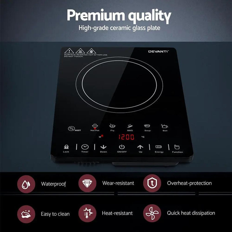 Devanti Electric Ceramic Cooktop 30cm by SportZone.co.nz