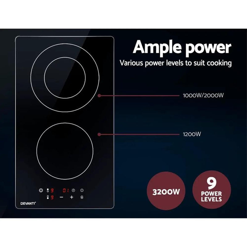 Devanti Electric Ceramic Cooktop 30cm by SportZone.co.nz