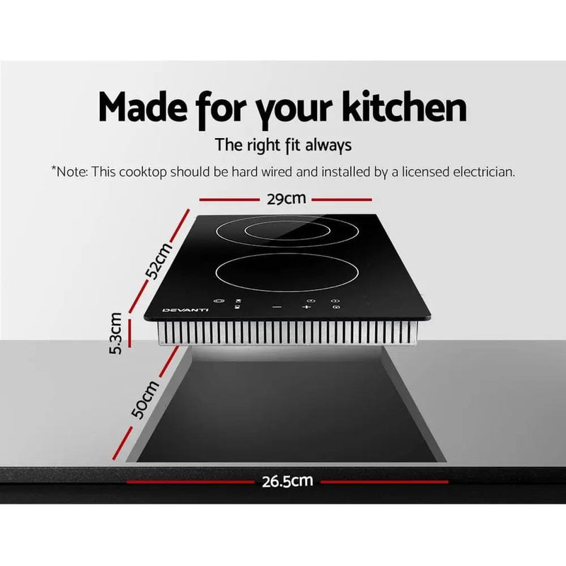 Devanti Electric Ceramic Cooktop 30cm by SportZone.co.nz