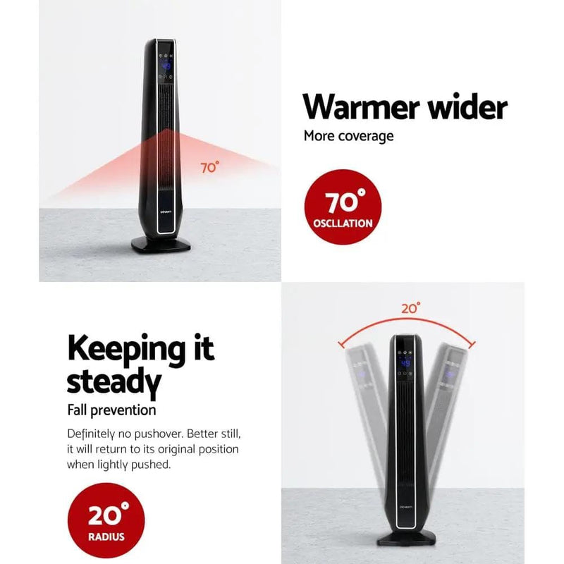 Devanti Electric Ceramic Tower Heater 2400W by SportZone.co.nz