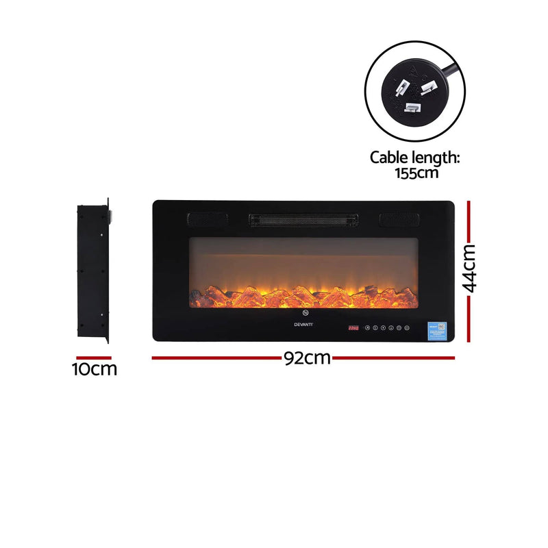 SportZone.co.nz Appliances > Heaters > Electric Heaters Devanti Electric Fireplace Fire Heater Wall Mounted Insert 3D Flame 1800W Remote Control Devanti Electric Fireplace Fire Heater Wall Mounted Insert 3D Flame 1800W Remote Control