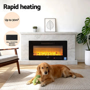 SportZone.co.nz Appliances > Heaters > Electric Heaters Devanti Electric Fireplace Fire Heater Wall Mounted Insert 3D Flame 1800W Remote Control Devanti Electric Fireplace Fire Heater Wall Mounted Insert 3D Flame 1800W Remote Control