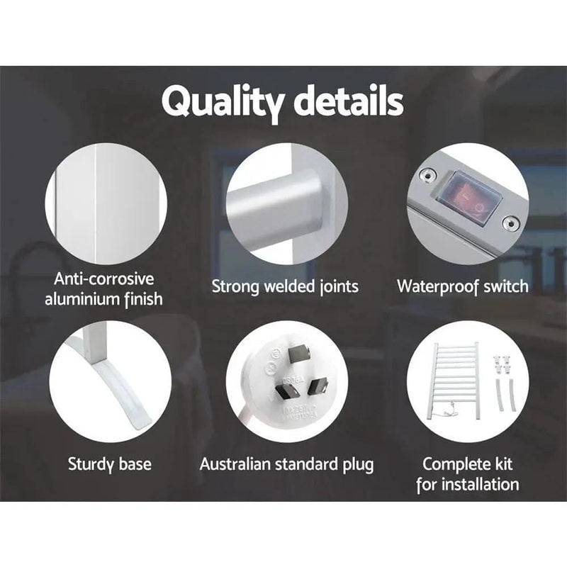 SportZone.co.nz Home & Garden > Laundry & Cleaning > Drying Racks & Hangers Devanti Electric Heated Towel Rail Rack 10 Bars Freestanding Clothes Dry Warmer Devanti Electric Heated Towel Rail Rack 10 Bars Freestanding Clothes Dry Warmer