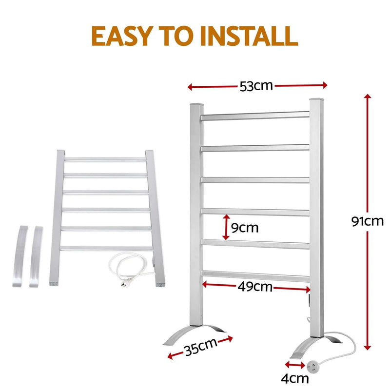 SportZone.co.nz Home & Garden > Laundry & Cleaning > Drying Racks & Hangers Devanti Electric Heated Towel Rail Rack 6 Bars Freestanding Clothes Dry Warmer Devanti Electric Heated Towel Rail Rack 6 Bars Freestanding Clothes Dry Warmer