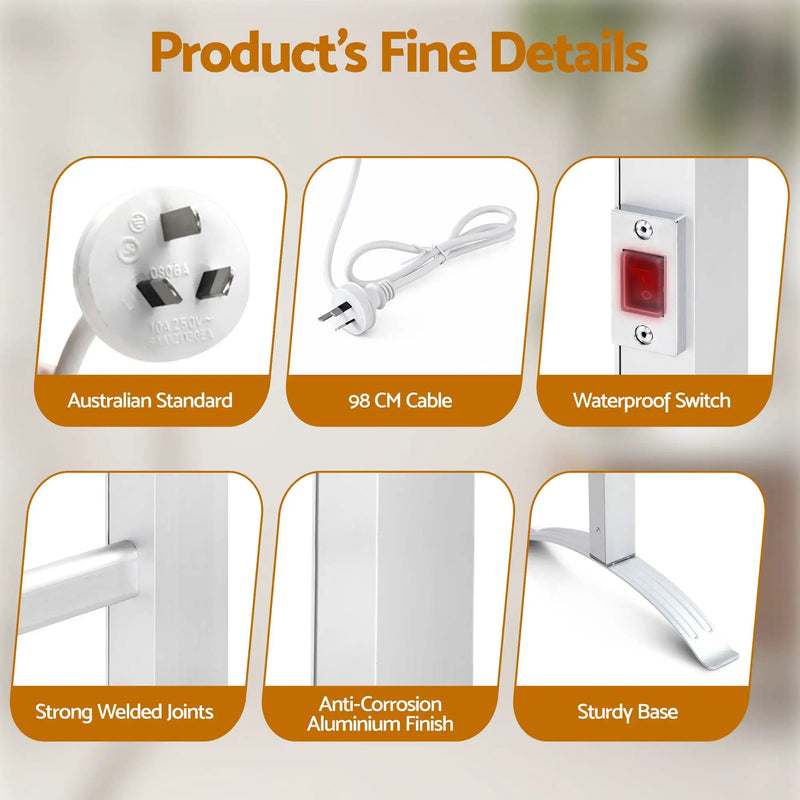 SportZone.co.nz Home & Garden > Laundry & Cleaning > Drying Racks & Hangers Devanti Electric Heated Towel Rail Rack 6 Bars Freestanding Clothes Dry Warmer Devanti Electric Heated Towel Rail Rack 6 Bars Freestanding Clothes Dry Warmer