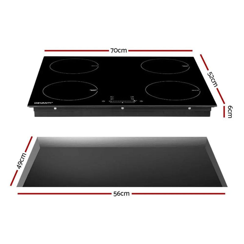 SportZone.co.nz Appliances > Kitchen Appliances > Cooktops & Stoves Devanti Electric Induction Cooktop 70cm Ceramic 4 Zones Stove Cook Top Hot Plate 7000W Devanti Electric Induction Cooktop 70cm Ceramic 4 Zones Stove Cook Top Hot Plate 7000W