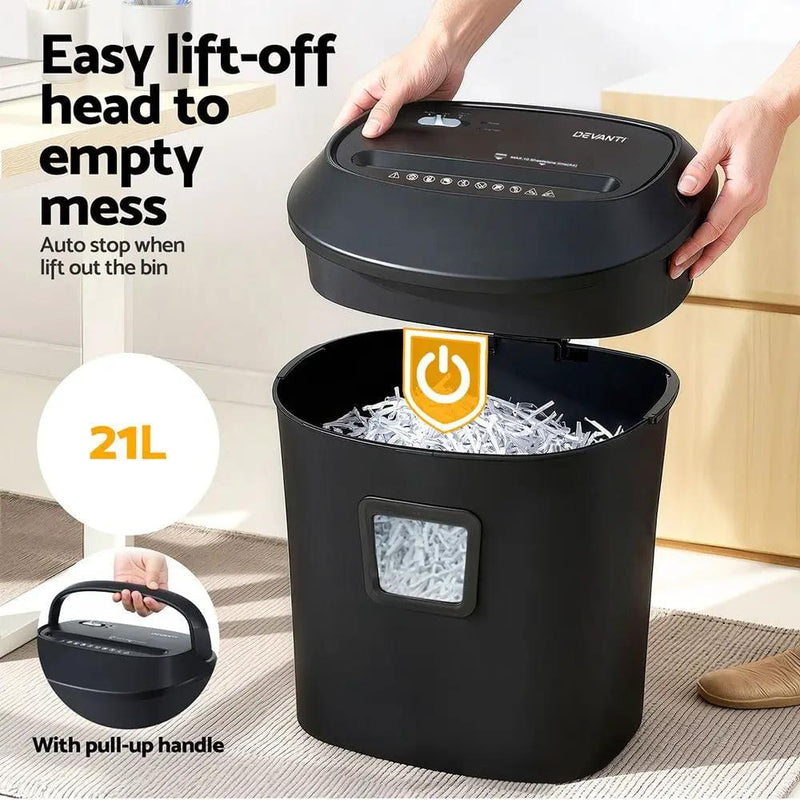 Devanti Electric Paper Shredder for Home Office 10 A4 Paper Sheet Cross-Cut Paper by SportZone.co.nz