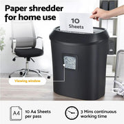 Devanti Electric Paper Shredder for Home Office 10 A4 Paper Sheet Cross-Cut Paper by SportZone.co.nz