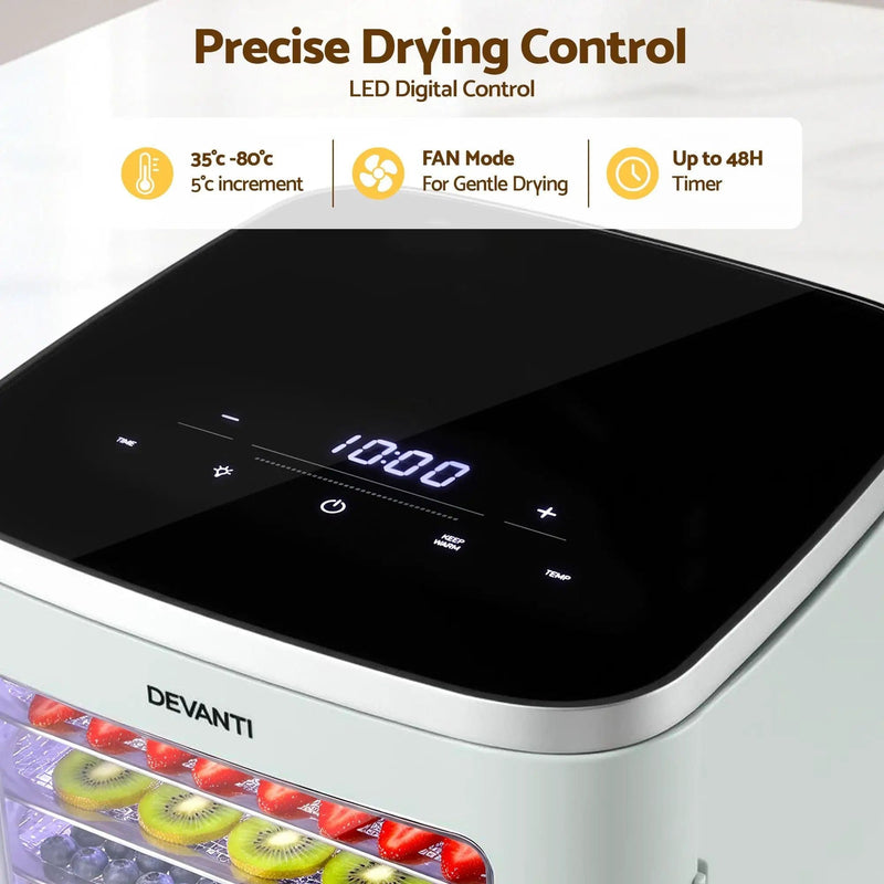Devanti Food Dehydrator Machine 5 Tray Mini Fruit Dryer Maker Green by SportZone.co.nz