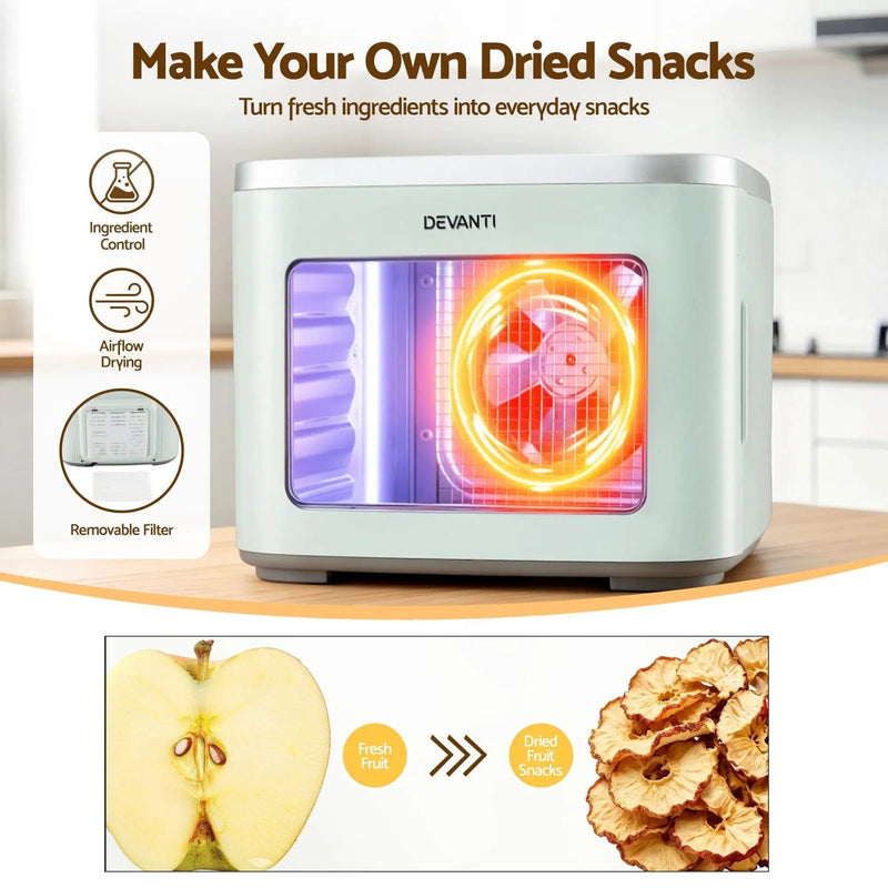 Devanti Food Dehydrator Machine 5 Tray Mini Fruit Dryer Maker Green by SportZone.co.nz
