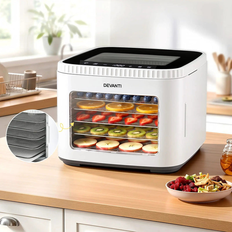 SportZone.co.nz Appliances > Kitchen Appliances > Food Dehydrators Devanti Food Dehydrator Machine 5 Tray Mini Fruit Dryer Maker White Devanti Food Dehydrator Machine 5 Tray Mini Fruit Dryer Maker White