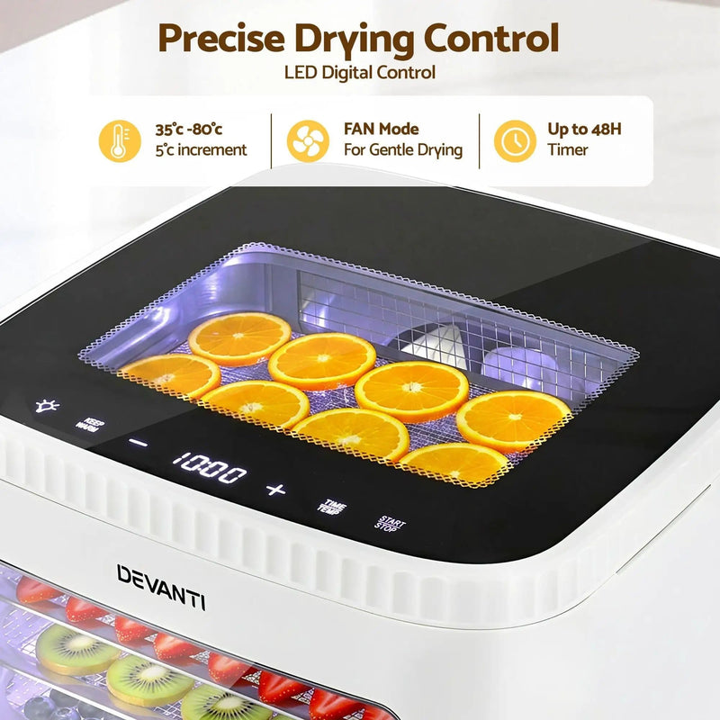 SportZone.co.nz Appliances > Kitchen Appliances > Food Dehydrators Devanti Food Dehydrator Machine 5 Tray Mini Fruit Dryer Maker White Devanti Food Dehydrator Machine 5 Tray Mini Fruit Dryer Maker White