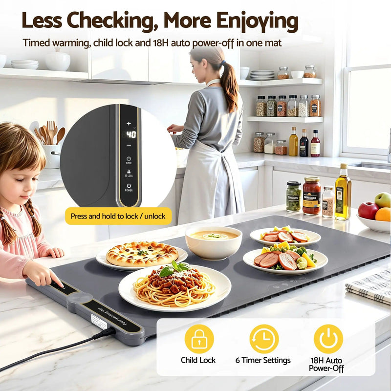 SportZone.co.nz Appliances > Kitchen Appliances > Food Warmers & Chafing Dishes Devanti Food Warming Mat 80cm Electric Food Warmer Roll Up Buffet Tray Grey Devanti Food Warming Mat 80cm Electric Food Warmer Roll Up Buffet Tray Grey
