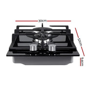 SportZone.co.nz Appliances > Kitchen Appliances Devanti 30cm Gas Cooktop Two Burner Black With Auto Ignition Devanti 30cm Gas Cooktop Two Burner with Auto Ignition