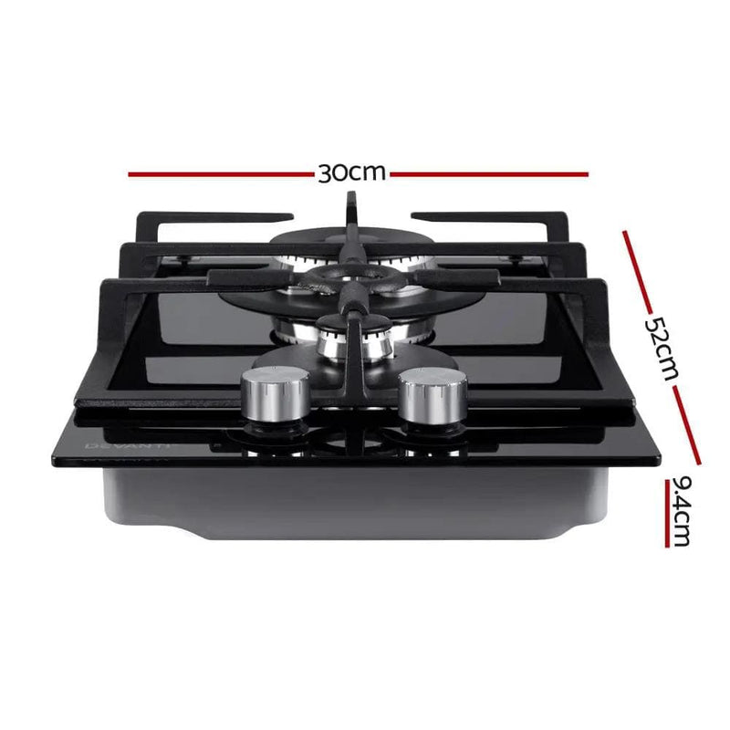 SportZone.co.nz Appliances > Kitchen Appliances Devanti 30cm Gas Cooktop Two Burner Black With Auto Ignition Devanti 30cm Gas Cooktop Two Burner with Auto Ignition