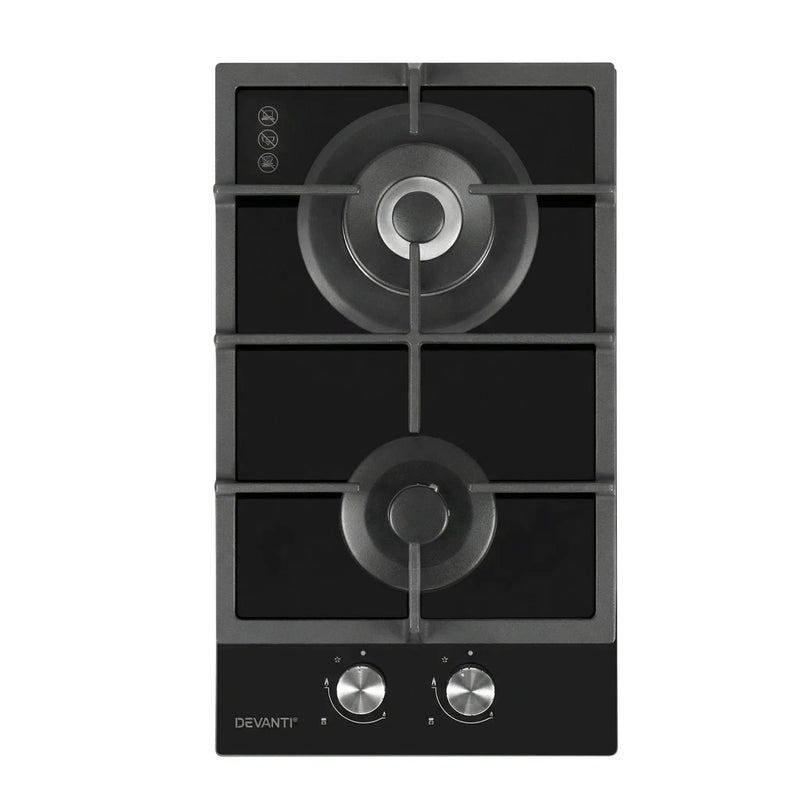 SportZone.co.nz Appliances > Kitchen Appliances Devanti 30cm Gas Cooktop Two Burner Black With Auto Ignition Devanti 30cm Gas Cooktop Two Burner with Auto Ignition