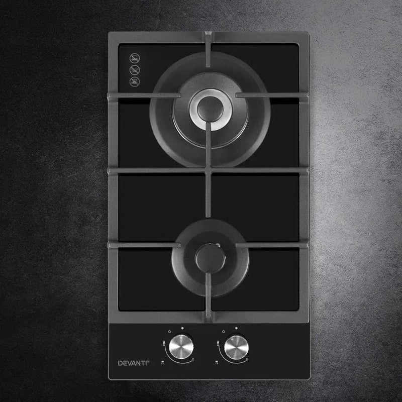 SportZone.co.nz Appliances > Kitchen Appliances Devanti 30cm Gas Cooktop Two Burner Black With Auto Ignition Devanti 30cm Gas Cooktop Two Burner with Auto Ignition