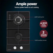 SportZone.co.nz Appliances > Kitchen Appliances > Cooktops & Stoves Devanti 30cm Gas Cooktop 2 Burner Built In Stove Glass NG LPG Wok Devanti 30cm 2 Burner Gas Cooktop Built In Stove