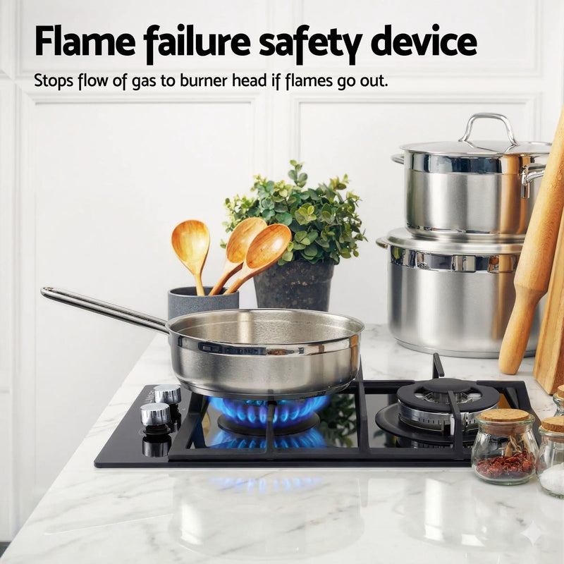 SportZone.co.nz Appliances > Kitchen Appliances > Cooktops & Stoves Devanti 30cm Gas Cooktop 2 Burner Built In Stove Glass NG LPG Wok Devanti 30cm 2 Burner Gas Cooktop Built In Stove