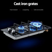 SportZone.co.nz Appliances > Kitchen Appliances > Cooktops & Stoves Devanti 30cm Gas Cooktop 2 Burner Built In Stove Glass NG LPG Wok Devanti 30cm 2 Burner Gas Cooktop Built In Stove