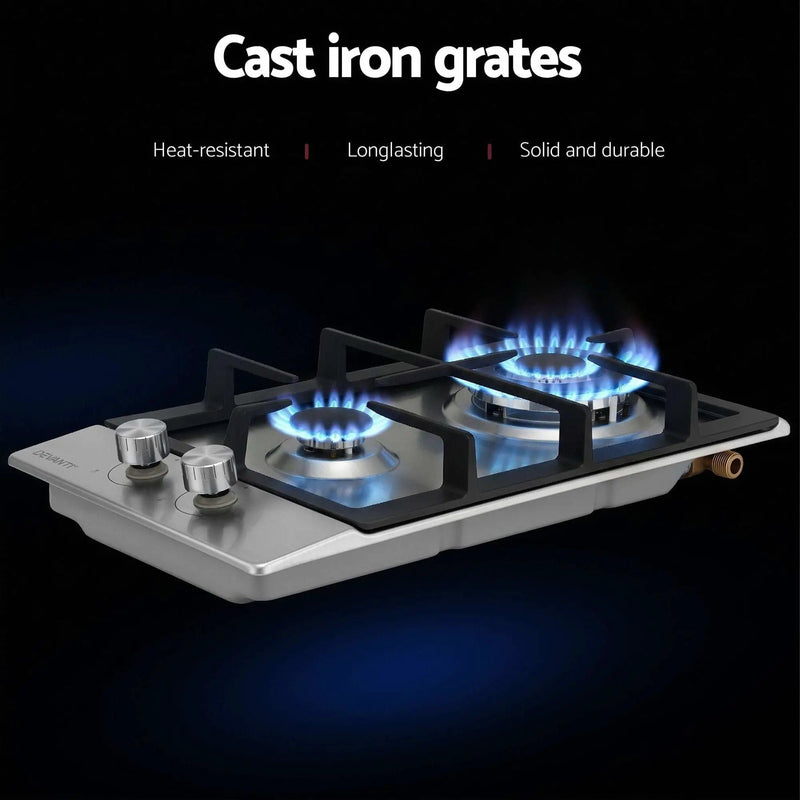 SportZone.co.nz Appliances > Kitchen Appliances > Cooktops & Stoves Devanti 30cm Gas Cooktop 2 Burner Silver Stainless Steel Devanti 30cm Gas Cooktop 2 Burner Stainless Steel