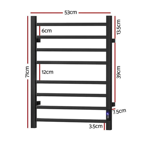 SportZone.co.nz Home & Garden > Bathroom Accessories > Towel Racks & Holders Devanti Heated Towel Rail 8 Square Bars with Timer Electric Heater Warmer Rack Devanti Heated Towel Rail 8 Square Bars with Timer Electric Heater Warmer Rack