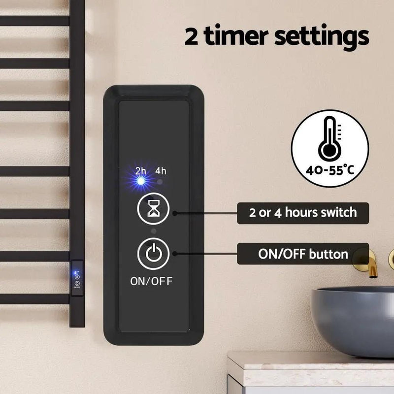 SportZone.co.nz Home & Garden > Bathroom Accessories > Towel Racks & Holders Devanti Heated Towel Rail 8 Square Bars with Timer Electric Heater Warmer Rack Devanti Heated Towel Rail 8 Square Bars with Timer Electric Heater Warmer Rack