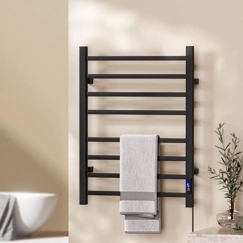 SportZone.co.nz Home & Garden > Bathroom Accessories > Towel Racks & Holders Devanti Heated Towel Rail 8 Square Bars with Timer Electric Heater Warmer Rack Devanti Heated Towel Rail 8 Square Bars with Timer Electric Heater Warmer Rack