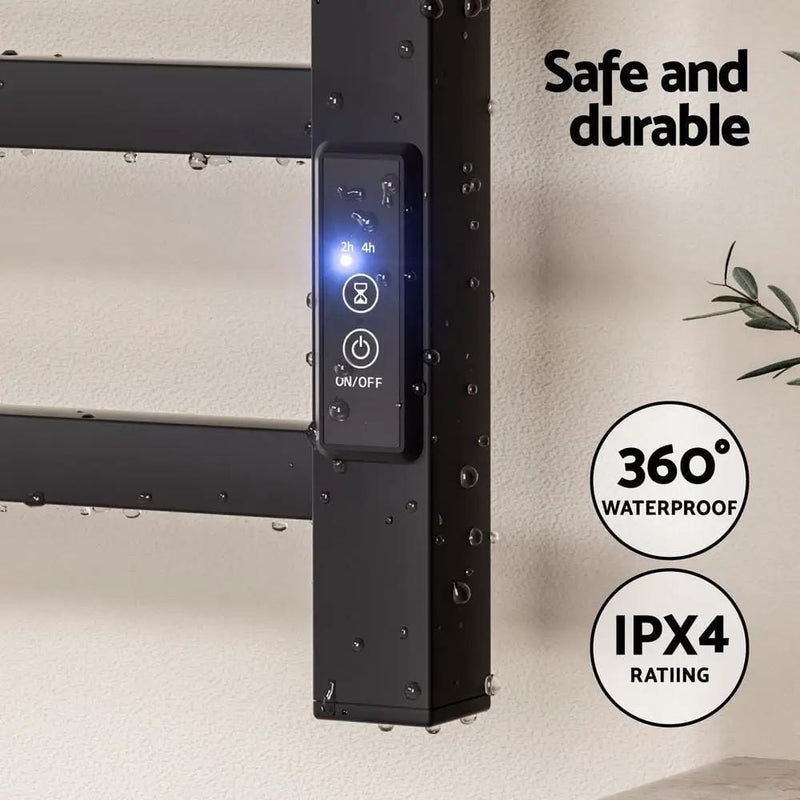 SportZone.co.nz Home & Garden > Bathroom Accessories > Towel Racks & Holders Devanti Heated Towel Rail 8 Square Bars with Timer Electric Heater Warmer Rack Devanti Heated Towel Rail 8 Square Bars with Timer Electric Heater Warmer Rack