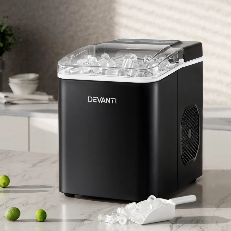 SportZone.co.nz Appliances > Kitchen Appliances > Ice Makers Devanti Ice Maker Machine Portable 12kg Countertop w/Self Cleaning 1.2L Black Devanti Ice Maker Machine Portable 12kg Countertop w/Self Cleaning 1.2L Black