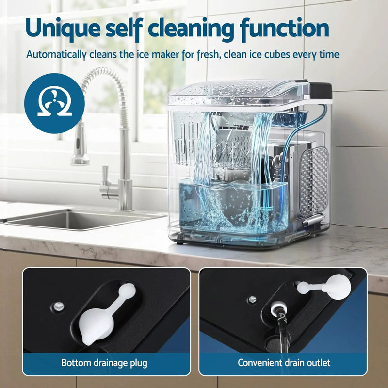 SportZone.co.nz Appliances > Kitchen Appliances > Ice Makers Devanti Ice Maker Machine Portable 12kg Countertop w/Self Cleaning 1.2L Black Devanti Ice Maker Machine Portable 12kg Countertop w/Self Cleaning 1.2L Black