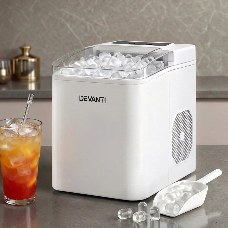 SportZone.co.nz Appliances > Kitchen Appliances > Ice Makers Devanti Ice Maker Machine Portable 12kg Countertop w/Self Cleaning 1.2L White Devanti Ice Maker Machine Portable 12kg Countertop w/Self Cleaning 1.2L White