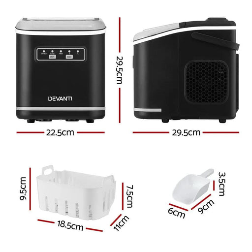 SportZone.co.nz Appliances > Kitchen Appliances > Ice Makers Devanti Ice Maker Machine Portable 12kg Countertop w/Self Cleaning 1.3L Black Devanti Ice Maker Machine Portable 12kg Countertop w/Self Cleaning 1.3L Black