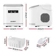 Devanti Ice Maker Machine Portable 12kg Countertop w/Self Cleaning 1.3L White by SportZone.co.nz