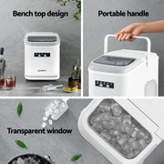 Devanti Ice Maker Machine Portable 12kg Countertop w/Self Cleaning 1.3L White by SportZone.co.nz