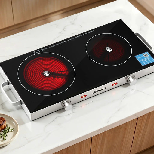 SportZone.co.nz Appliances > Kitchen Appliances > Cooktops & Stoves Devanti Portable Ceramic Cooktop Dual Burner Electric Hot Plate 2800W Black Devanti Portable Ceramic Cooktop Dual Burner Electric Hot Plate 2800W Black