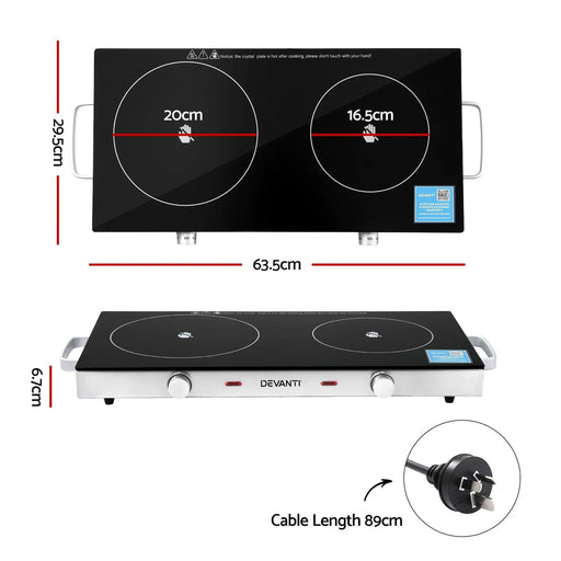 SportZone.co.nz Appliances > Kitchen Appliances > Cooktops & Stoves Devanti Portable Ceramic Cooktop Dual Burner Electric Hot Plate 2800W Black Devanti Portable Ceramic Cooktop Dual Burner Electric Hot Plate 2800W Black