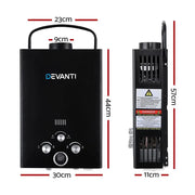 SportZone.co.nz Outdoor > Camping Devanti Portable Gas Water Heater 8L/Min LPG System Black Devanti Portable Gas Water Heater 8L/Min LPG System Black