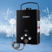 SportZone.co.nz Outdoor > Camping Devanti Portable Gas Water Heater 8L/Min With Pump LPG System Black Devanti Portable Gas Water Heater 8L/Min With Pump LPG System Black