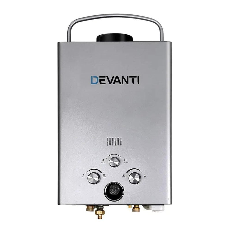 SportZone.co.nz Outdoor > Camping Devanti Portable Gas Water Heater 8L/Min With Pump LPG System Grey Devanti Portable Gas Water Heater 8L/Min With Pump LPG System Grey
